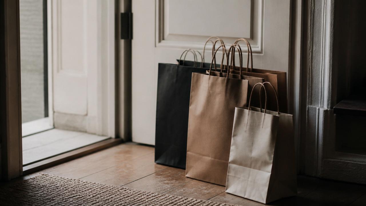 Sacolas de compras em rua urbana
