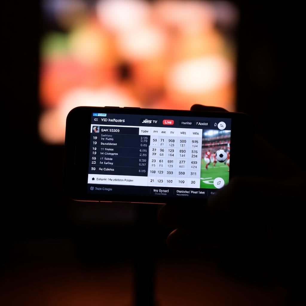 Mão segurando celular com tela de apostas esportivas ao vivo
